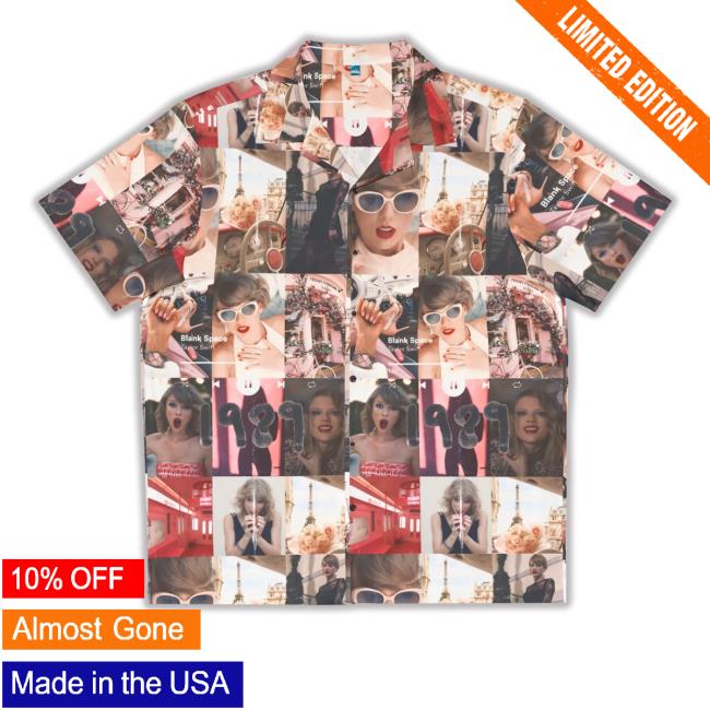 Fandomflair Merch Taylor Swift 1989 Blank Space Collage Men's Hawaiian T Shirt Fandomflair Merch Taylor Swift 1989 Blank Space Collage Men's Hawaiian T Shirt